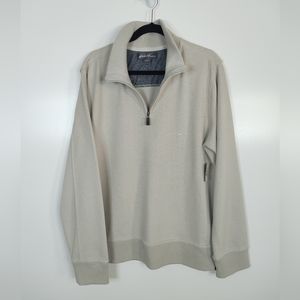 Eddie Bauer pumice quarter zip knit long sleeve popover sweater shirt